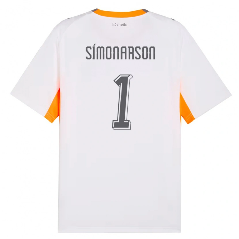Danxen Barn Island Jón Sölvi Símonarson #1 Vit Orange Grå Bortatröja Matchtröjor 26-28 Tröjor T-Tröja