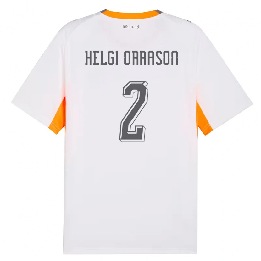 Danxen Barn Island Ásgeir Helgi Orrason #2 Vit Orange Grå Bortatröja Matchtröjor 26-28 Tröjor T-Tröja