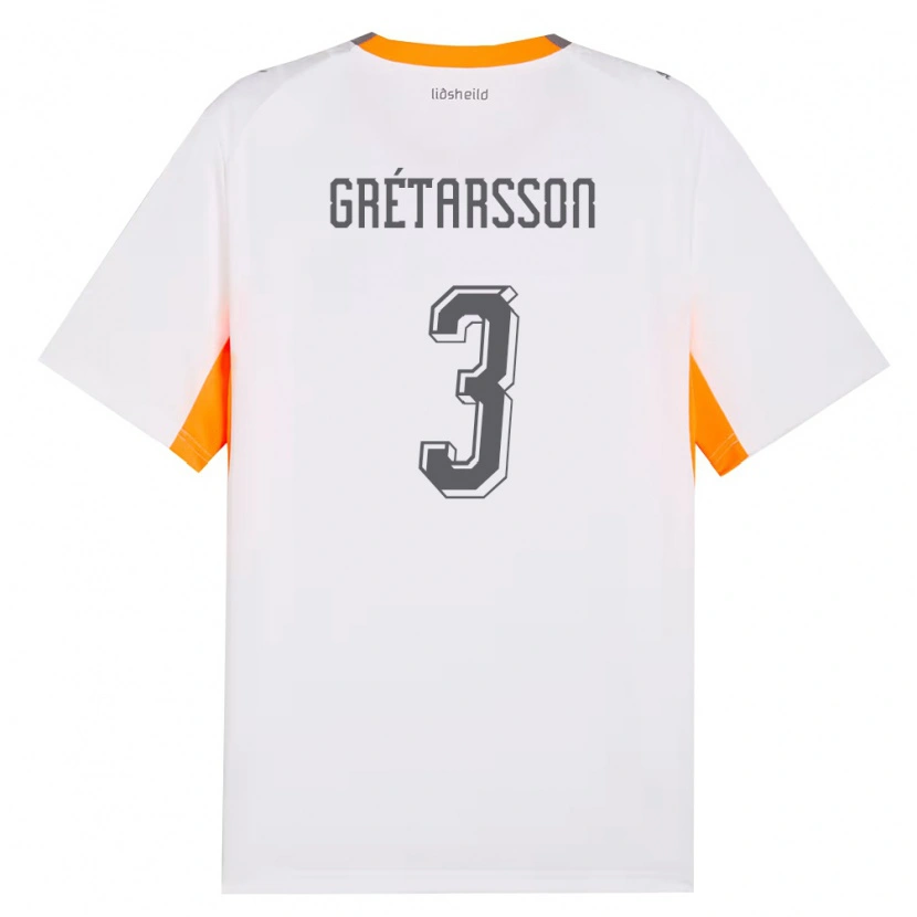 Danxen Barn Island Daníel Leó Grétarsson #3 Vit Orange Grå Bortatröja Matchtröjor 26-28 Tröjor T-Tröja