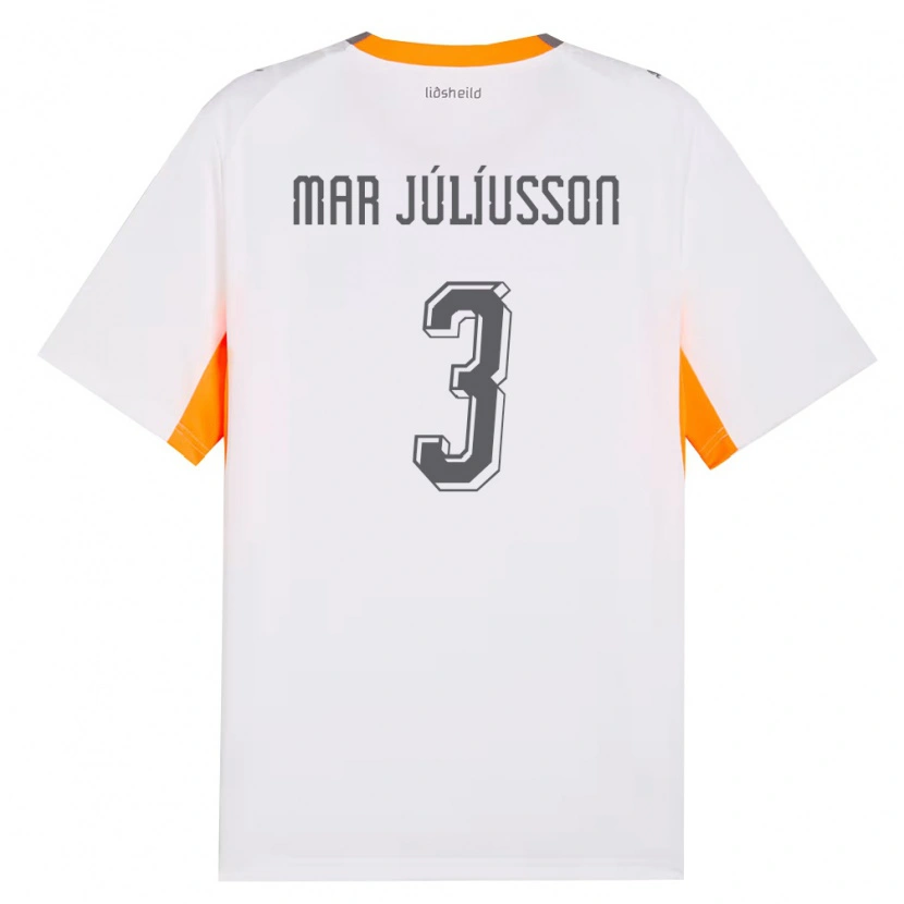 Danxen Barn Island Júlíus Mar Júlíusson #3 Vit Orange Grå Bortatröja Matchtröjor 26-28 Tröjor T-Tröja