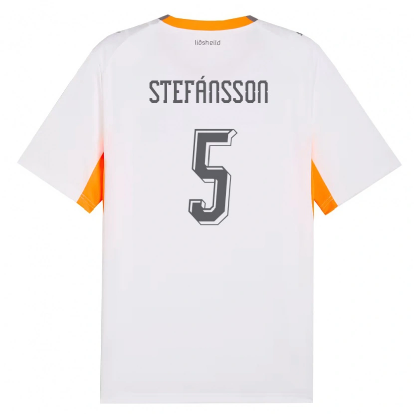 Danxen Barn Island Sölvi Stefánsson #5 Vit Orange Grå Bortatröja Matchtröjor 26-28 Tröjor T-Tröja