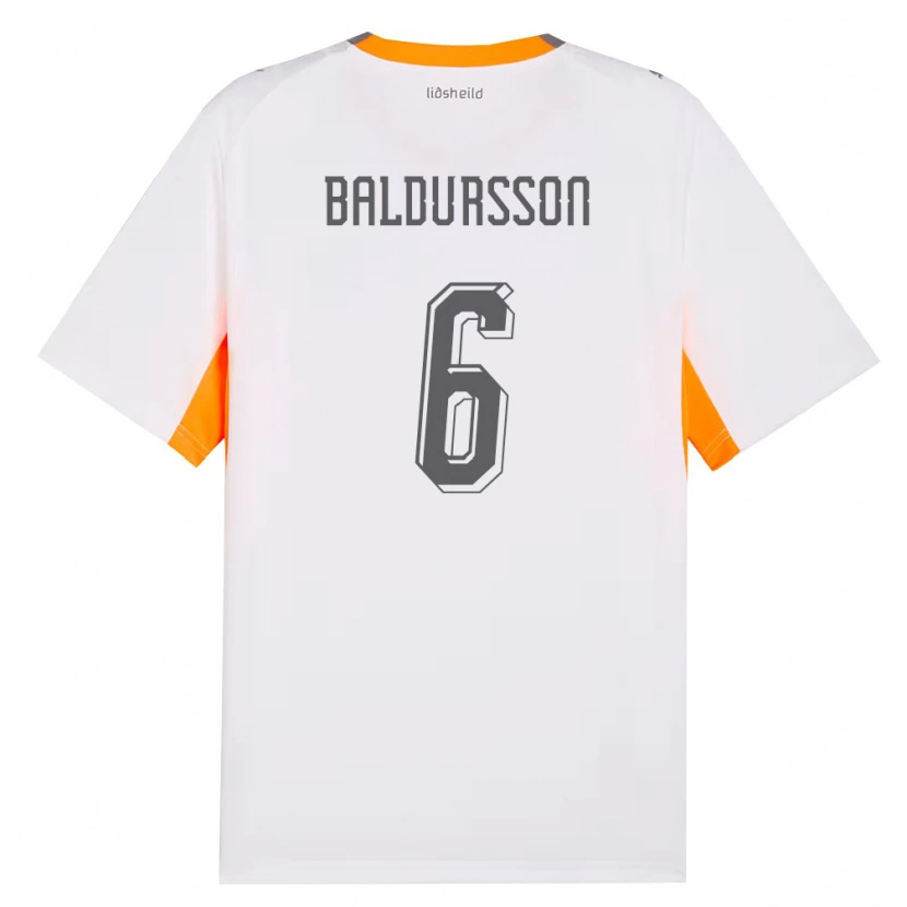 Danxen Barn Island Breki Baldursson #6 Vit Orange Grå Bortatröja Matchtröjor 26-28 Tröjor T-Tröja
