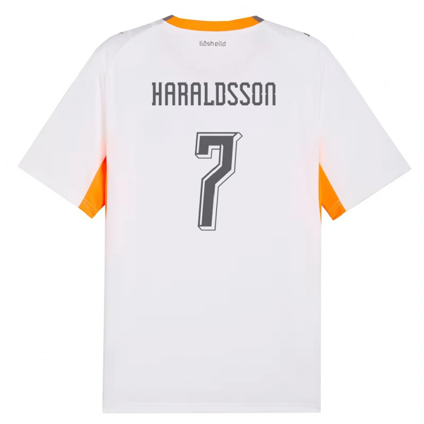Danxen Barn Island Hákon Arnar Haraldsson #7 Vit Orange Grå Bortatröja Matchtröjor 26-28 Tröjor T-Tröja