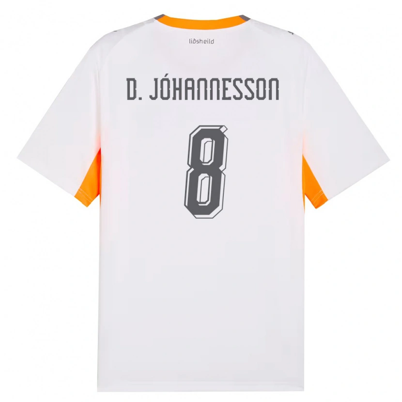 Danxen Barn Island Daniel Jóhannesson #8 Vit Orange Grå Bortatröja Matchtröjor 26-28 Tröjor T-Tröja