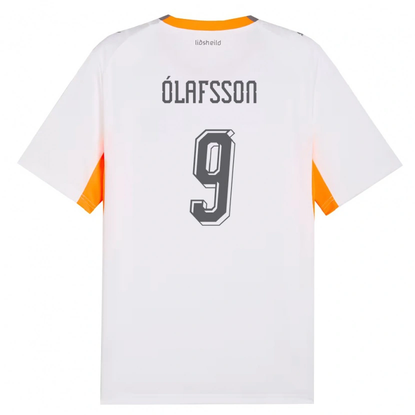 Danxen Barn Island Sigurdur Stefán Ólafsson #9 Vit Orange Grå Bortatröja Matchtröjor 26-28 Tröjor T-Tröja