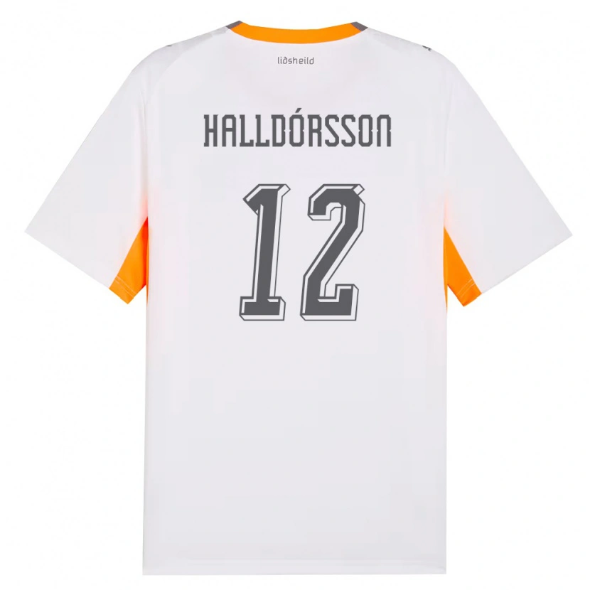 Danxen Barn Island Elmar Ágúst Halldórsson #12 Vit Orange Grå Bortatröja Matchtröjor 26-28 Tröjor T-Tröja