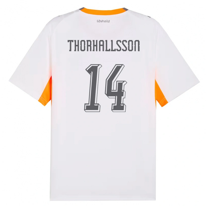 Danxen Barn Island Dagur Dan Thórhallsson #14 Vit Orange Grå Bortatröja Matchtröjor 26-28 Tröjor T-Tröja