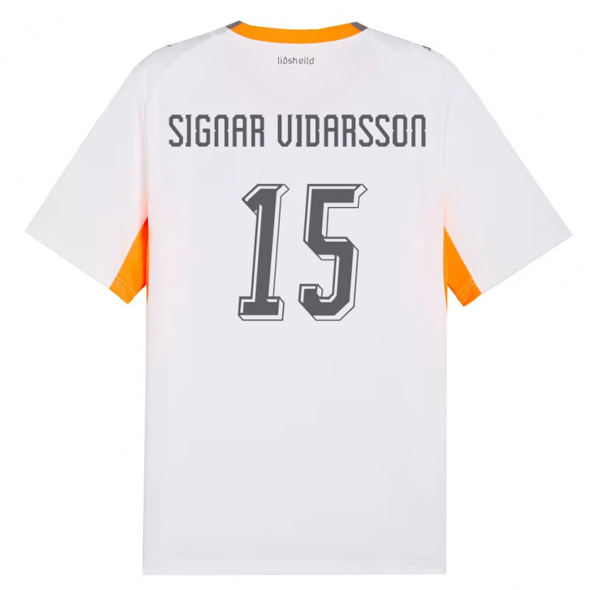 Danxen Barn Island Smári Signar Vidarsson #15 Vit Orange Grå Bortatröja Matchtröjor 26-28 Tröjor T-Tröja