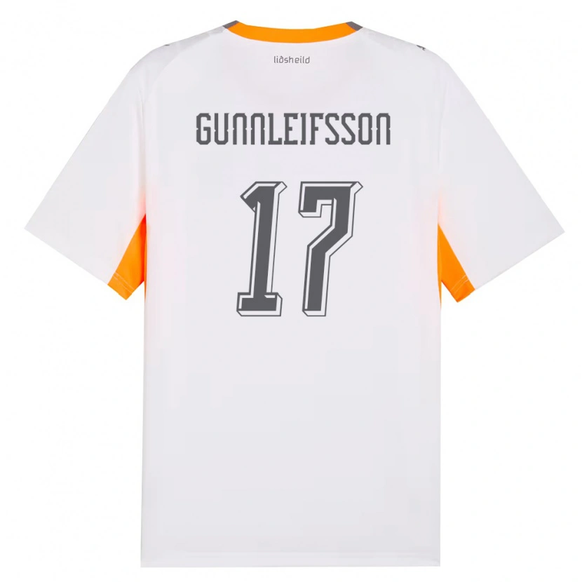 Danxen Barn Island Gunnleifur Orri Gunnleifsson #17 Vit Orange Grå Bortatröja Matchtröjor 26-28 Tröjor T-Tröja