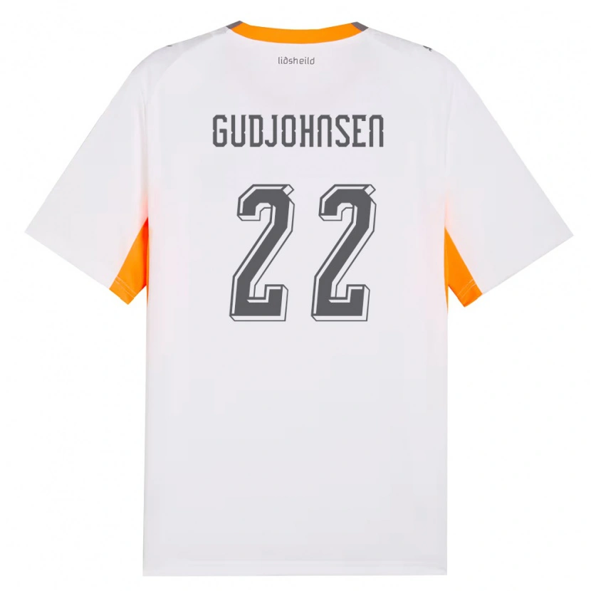 Danxen Barn Island Andri Gudjohnsen #22 Vit Orange Grå Bortatröja Matchtröjor 26-28 Tröjor T-Tröja