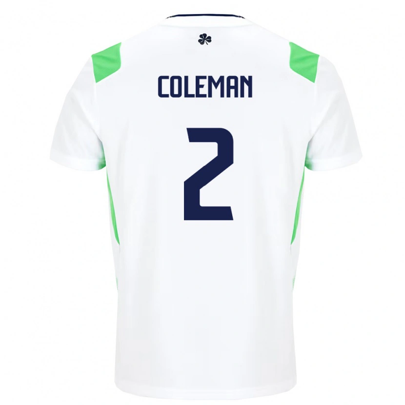 Danxen Barn Irland Séamus Coleman #2 Vit Ljus Grön Bortatröja Matchtröjor 26-28 Tröjor T-Tröja