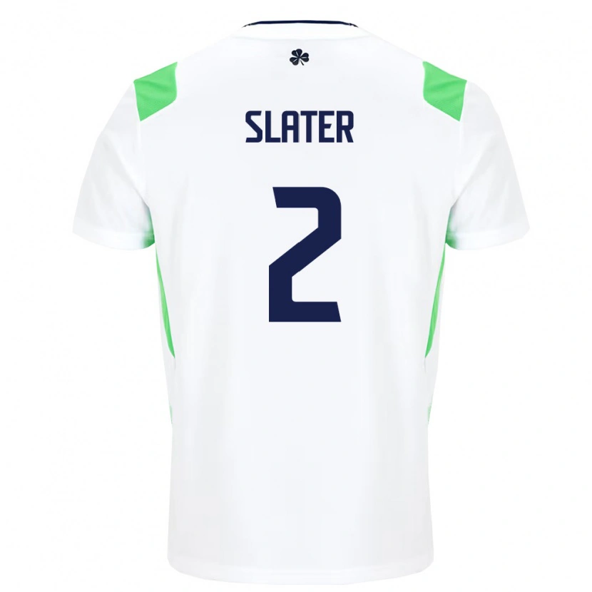 Danxen Barn Irland Jacob Slater #2 Vit Ljus Grön Bortatröja Matchtröjor 26-28 Tröjor T-Tröja