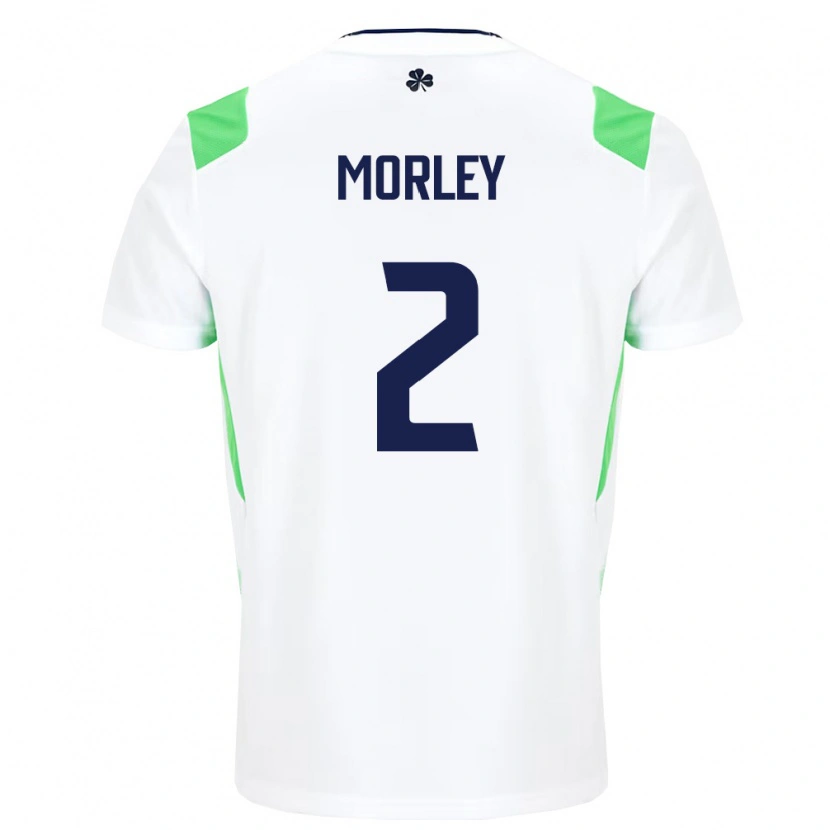 Danxen Barn Irland Thomas Morley #2 Vit Ljus Grön Bortatröja Matchtröjor 26-28 Tröjor T-Tröja