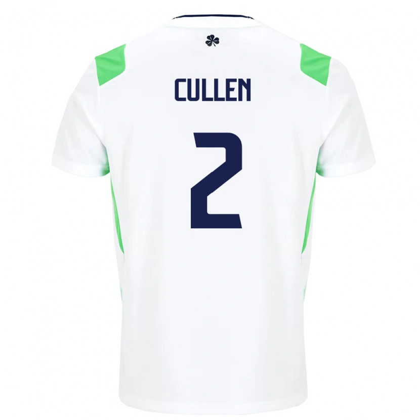 Danxen Barn Irland Josh Cullen #2 Vit Ljus Grön Bortatröja Matchtröjor 26-28 Tröjor T-Tröja