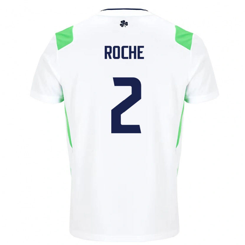 Danxen Barn Irland James Roche #2 Vit Ljus Grön Bortatröja Matchtröjor 26-28 Tröjor T-Tröja