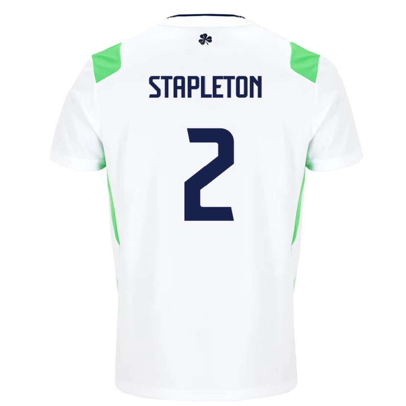 Danxen Barn Irland Jessie Stapleton #2 Vit Ljus Grön Bortatröja Matchtröjor 26-28 Tröjor T-Tröja