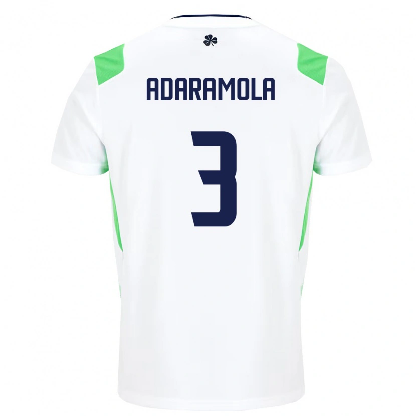 Danxen Barn Irland Tayo Adaramola #3 Vit Ljus Grön Bortatröja Matchtröjor 26-28 Tröjor T-Tröja