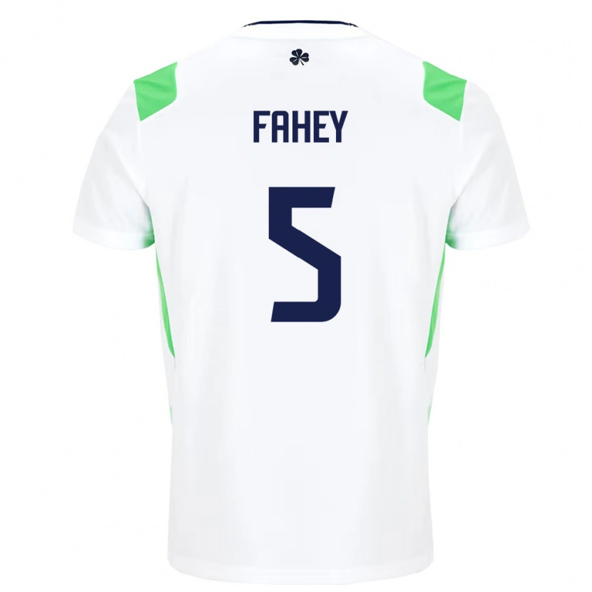 Danxen Barn Irland Niamh Fahey #5 Vit Ljus Grön Bortatröja Matchtröjor 26-28 Tröjor T-Tröja