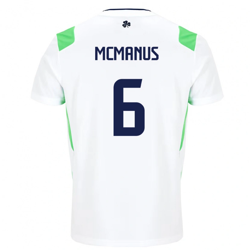 Danxen Barn Irland Conor Mcmanus #6 Vit Ljus Grön Bortatröja Matchtröjor 26-28 Tröjor T-Tröja