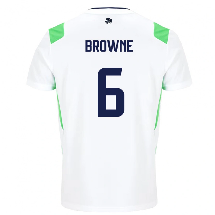 Danxen Barn Irland Alan Browne #6 Vit Ljus Grön Bortatröja Matchtröjor 26-28 Tröjor T-Tröja