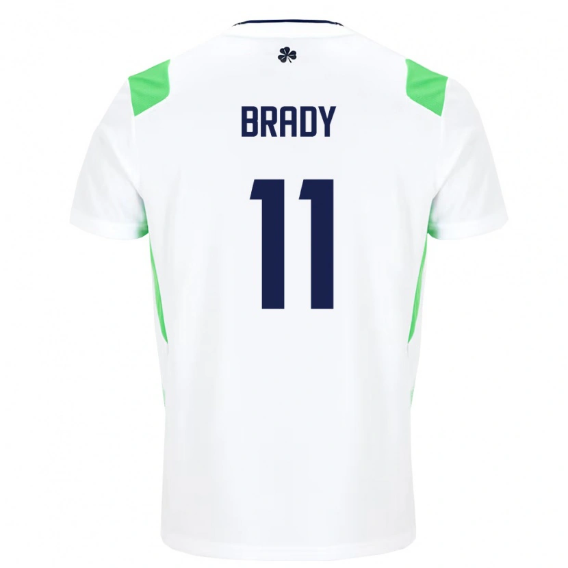 Danxen Barn Irland Robbie Brady #11 Vit Ljus Grön Bortatröja Matchtröjor 26-28 Tröjor T-Tröja