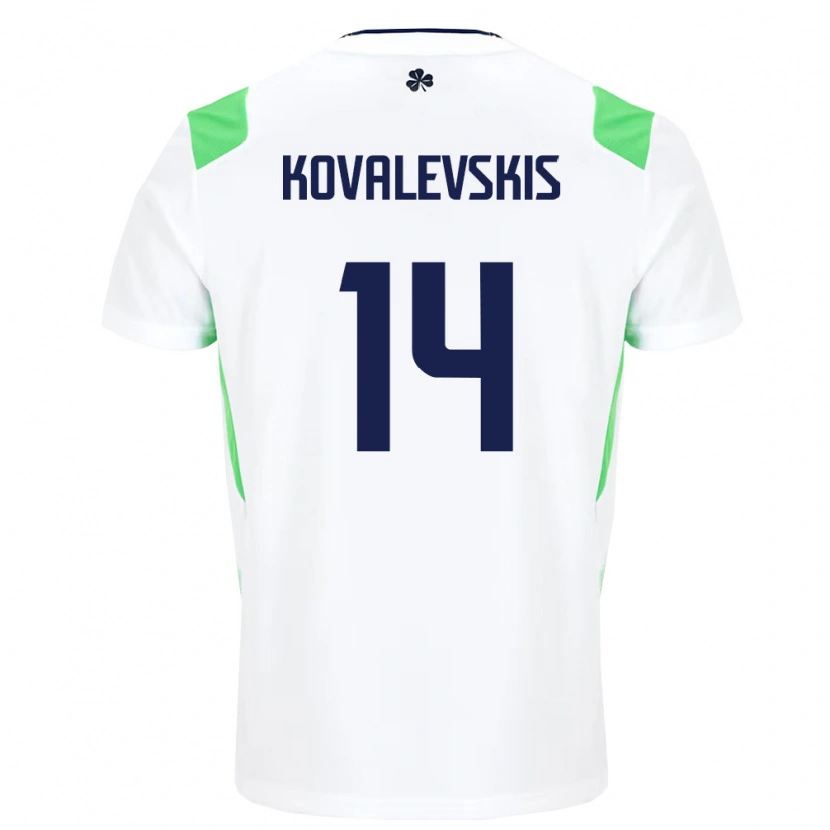 Danxen Barn Irland Max Kovalevskis #14 Vit Ljus Grön Bortatröja Matchtröjor 26-28 Tröjor T-Tröja