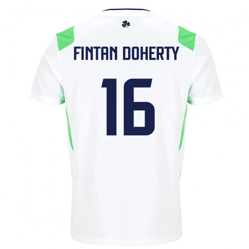 Danxen Barn Irland Fintan Doherty #16 Vit Ljus Grön Bortatröja Matchtröjor 26-28 Tröjor T-Tröja