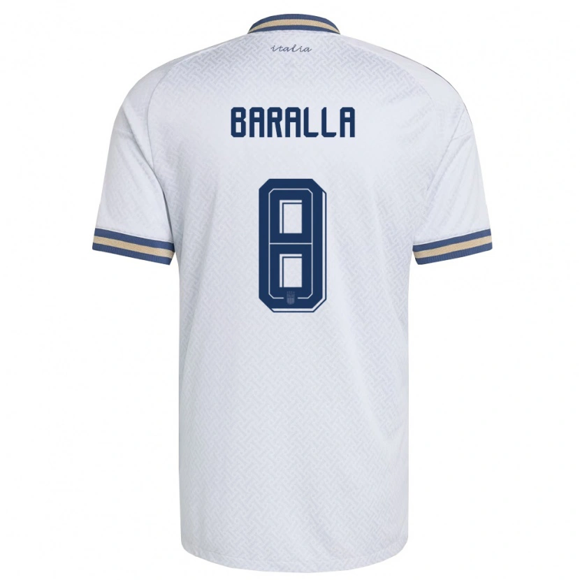 Danxen Barn Italien Alessio Baralla #8 Off-White Marin Guld Bortatröja Matchtröjor 26-28 Tröjor T-Tröja