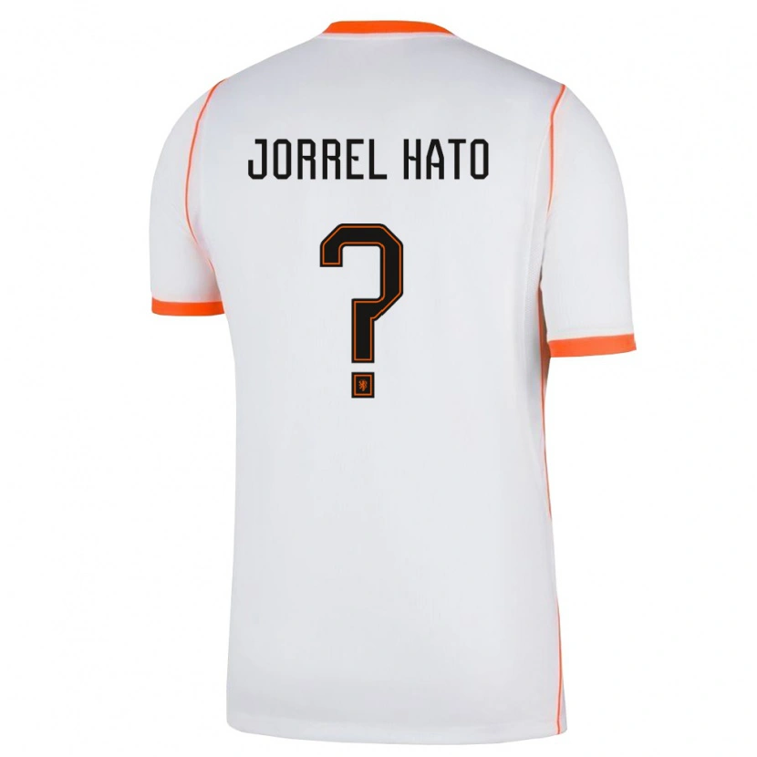 Danxen Barn Nederländerna Jorrel Hato #0 Vit Orange Bortatröja Matchtröjor 26-28 Tröjor T-Tröja