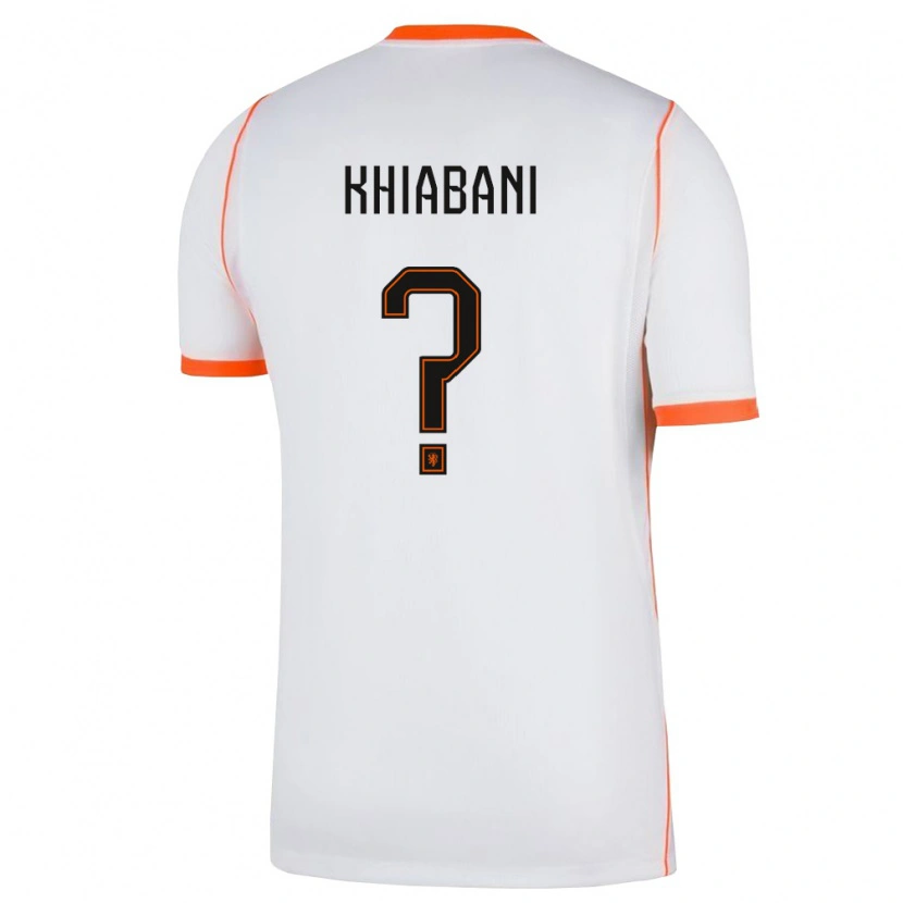 Danxen Barn Nederländerna Noah Khiabani #0 Vit Orange Bortatröja Matchtröjor 26-28 Tröjor T-Tröja