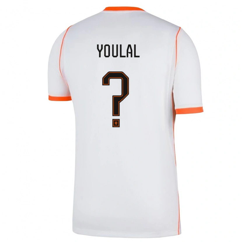 Danxen Barn Nederländerna Bilal Youlal #0 Vit Orange Bortatröja Matchtröjor 26-28 Tröjor T-Tröja