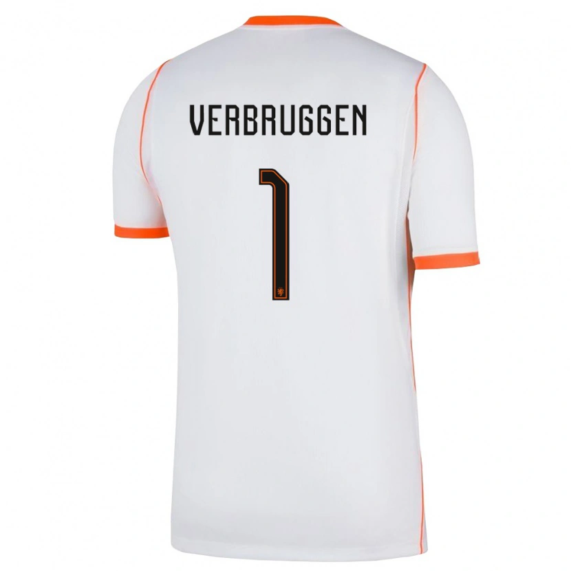 Danxen Barn Nederländerna Bart Verbruggen #1 Vit Orange Bortatröja Matchtröjor 26-28 Tröjor T-Tröja