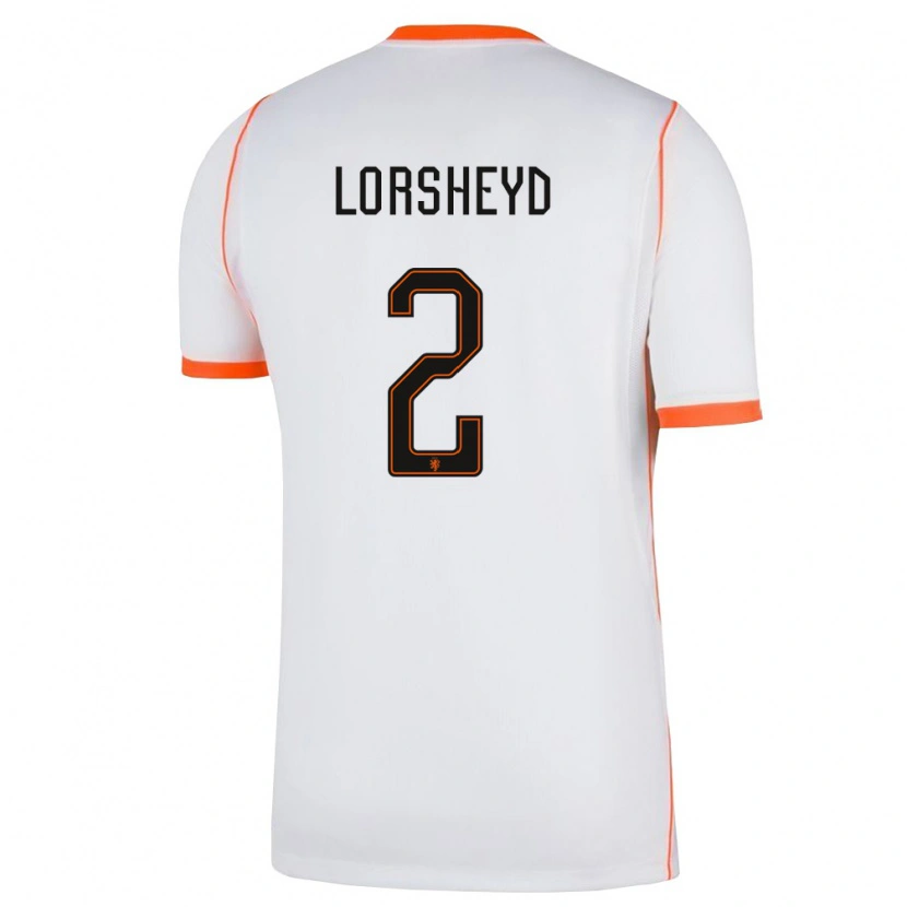 Danxen Barn Nederländerna Barbara Lorsheyd #2 Vit Orange Bortatröja Matchtröjor 26-28 Tröjor T-Tröja