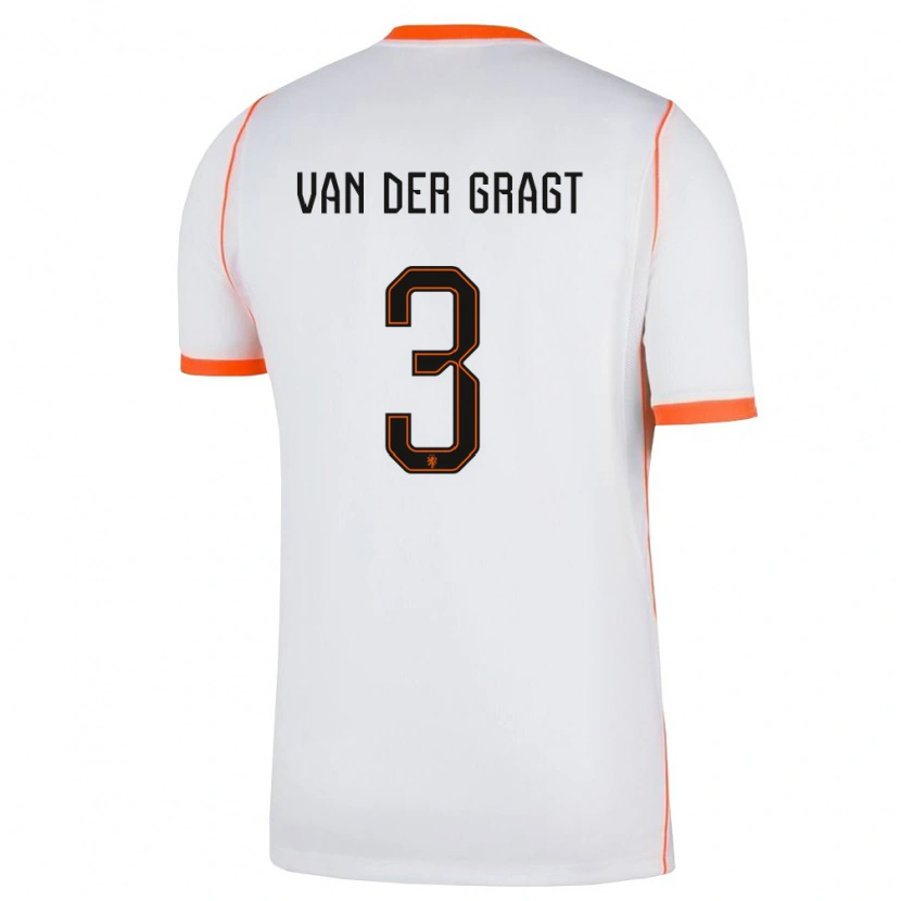 Danxen Barn Nederländerna Stefanie Van Der Gragt #3 Vit Orange Bortatröja Matchtröjor 26-28 Tröjor T-Tröja