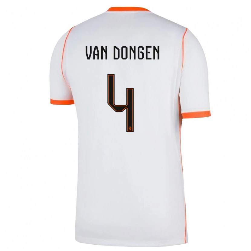 Danxen Barn Nederländerna Merel Van Dongen #4 Vit Orange Bortatröja Matchtröjor 26-28 Tröjor T-Tröja