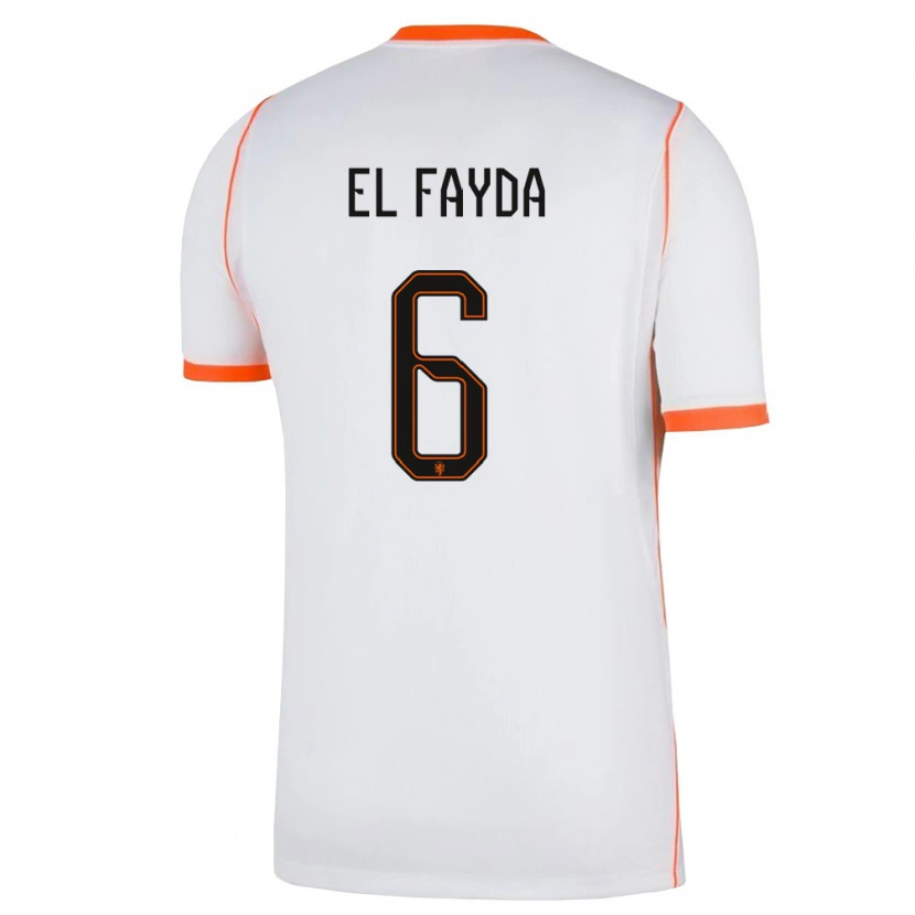 Danxen Barn Nederländerna Damin El Fayda #6 Vit Orange Bortatröja Matchtröjor 26-28 Tröjor T-Tröja