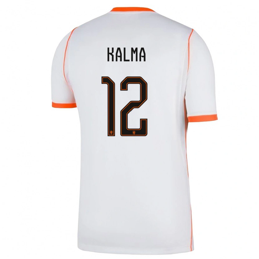 Danxen Barn Nederländerna Fenna Kalma #12 Vit Orange Bortatröja Matchtröjor 26-28 Tröjor T-Tröja