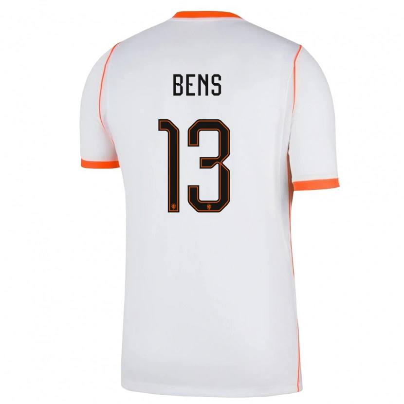 Danxen Barn Nederländerna Teun Bens #13 Vit Orange Bortatröja Matchtröjor 26-28 Tröjor T-Tröja