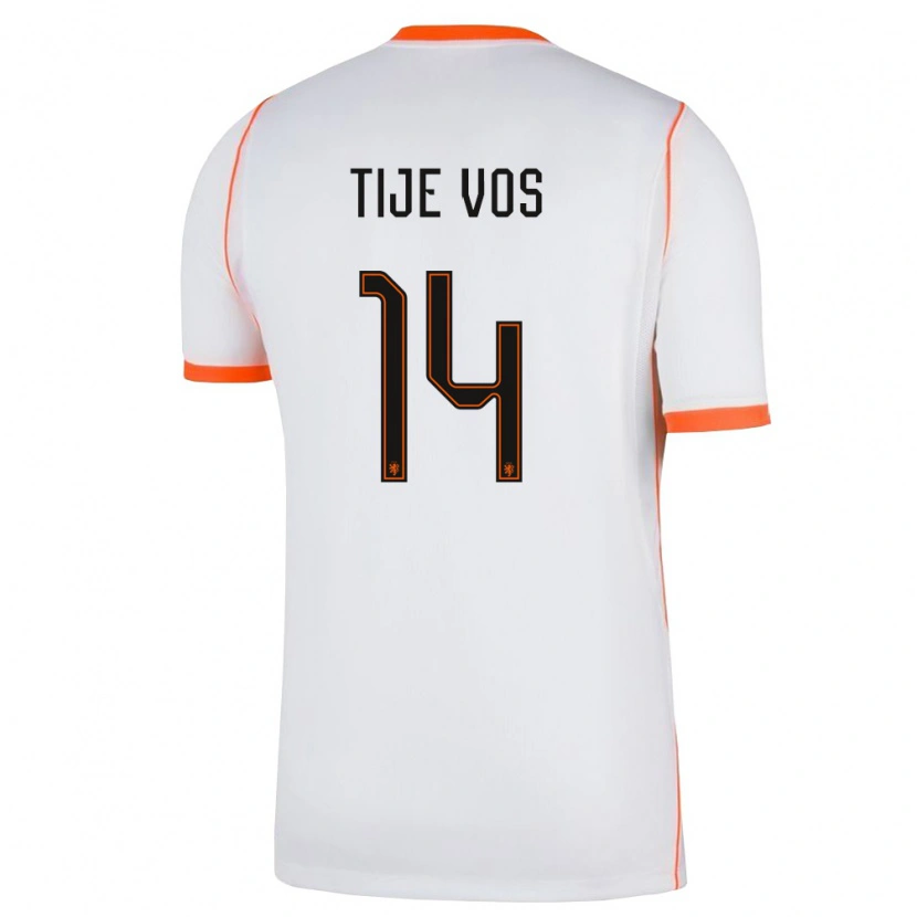 Danxen Barn Nederländerna Tije Vos #14 Vit Orange Bortatröja Matchtröjor 26-28 Tröjor T-Tröja