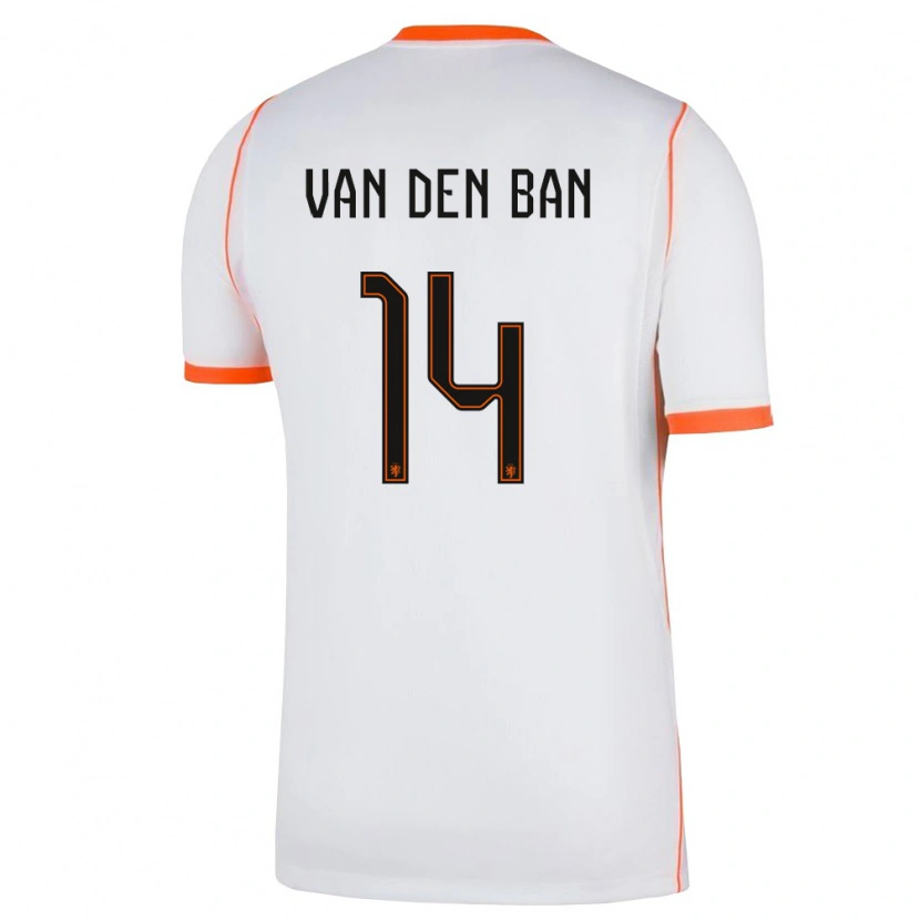 Danxen Barn Nederländerna Yoël Van Den Ban #14 Vit Orange Bortatröja Matchtröjor 26-28 Tröjor T-Tröja