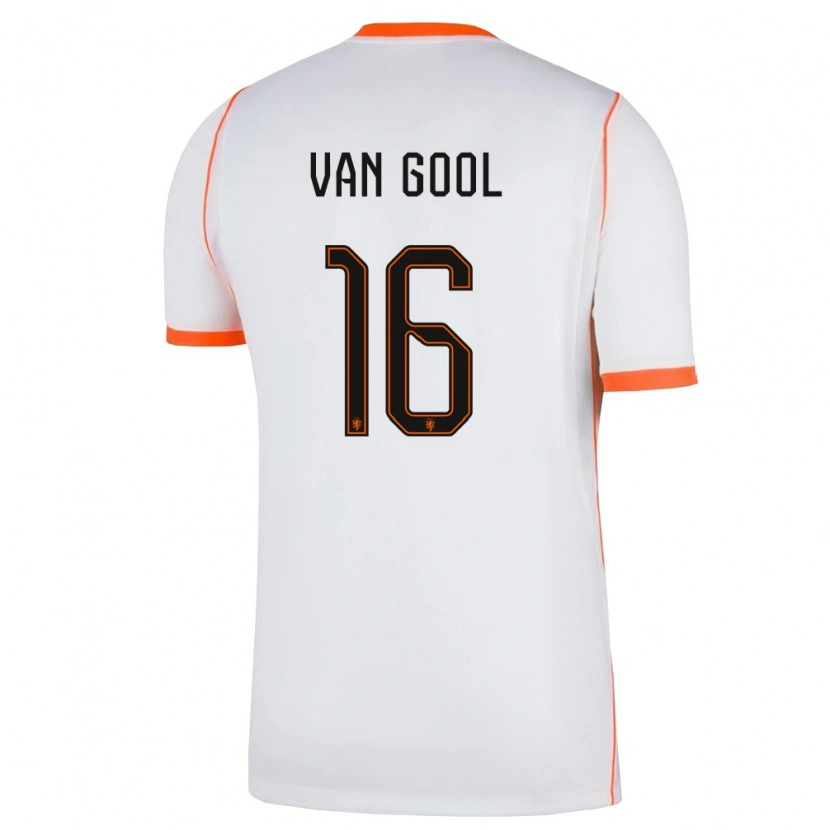 Danxen Barn Nederländerna Sydney Van Gool #16 Vit Orange Bortatröja Matchtröjor 26-28 Tröjor T-Tröja