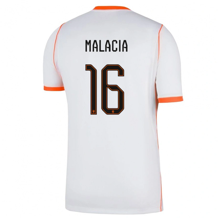 Danxen Barn Nederländerna Tyrell Malacia #16 Vit Orange Bortatröja Matchtröjor 26-28 Tröjor T-Tröja