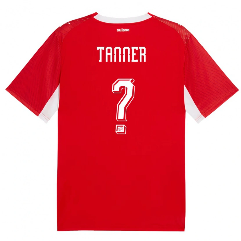 Danxen Män Schweiz Selim Tanner #0 Röd Vit Hemmatröja Matchtröjor 26-28 Tröjor T-Tröja