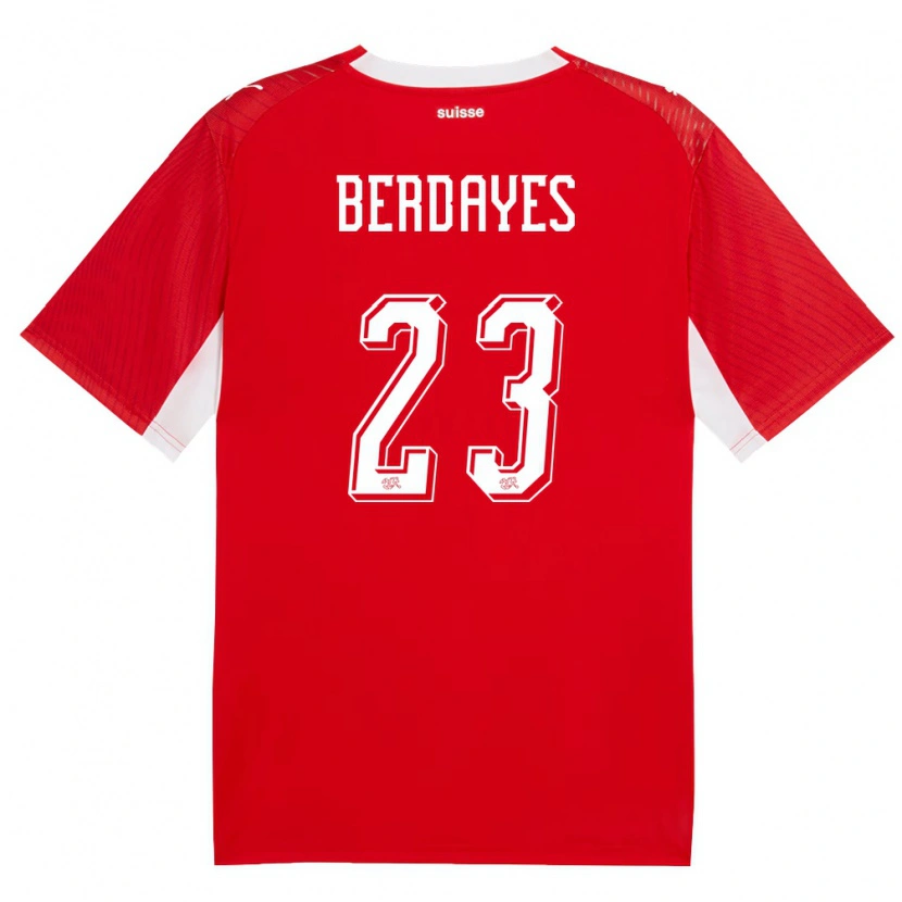Danxen Män Schweiz Théo Berdayes #23 Röd Vit Hemmatröja Matchtröjor 26-28 Tröjor T-Tröja