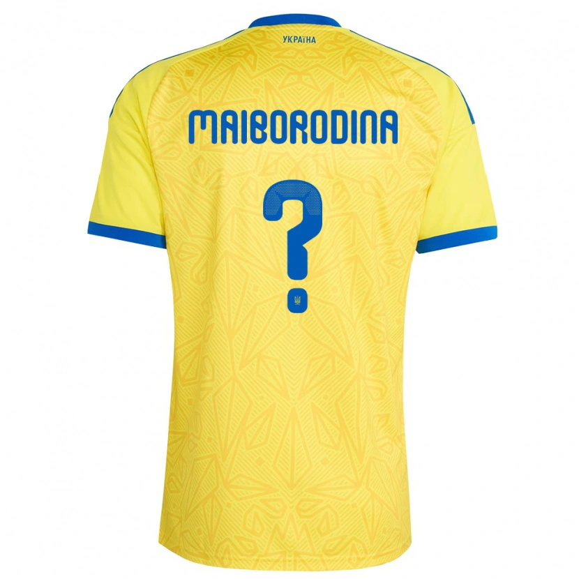 Danxen Män Ukraina Iryna Maiborodina #0 Gul Blå Hemmatröja Matchtröjor 26-28 Tröjor T-Tröja