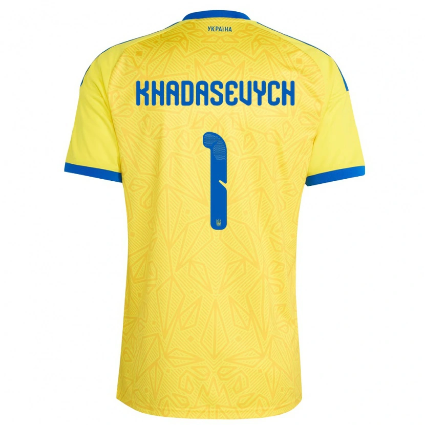 Danxen Män Ukraina Kyrylo Khadasevych #1 Gul Blå Hemmatröja Matchtröjor 26-28 Tröjor T-Tröja