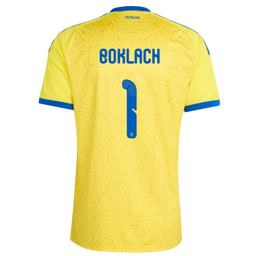 Danxen Män Ukraina Kateryna Boklach #1 Gul Blå Hemmatröja Matchtröjor 26-28 Tröjor T-Tröja