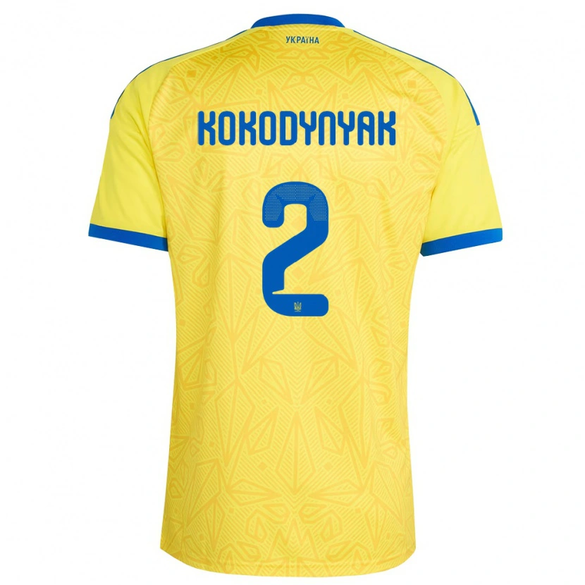 Danxen Män Ukraina Yuriy Kokodynyak #2 Gul Blå Hemmatröja Matchtröjor 26-28 Tröjor T-Tröja