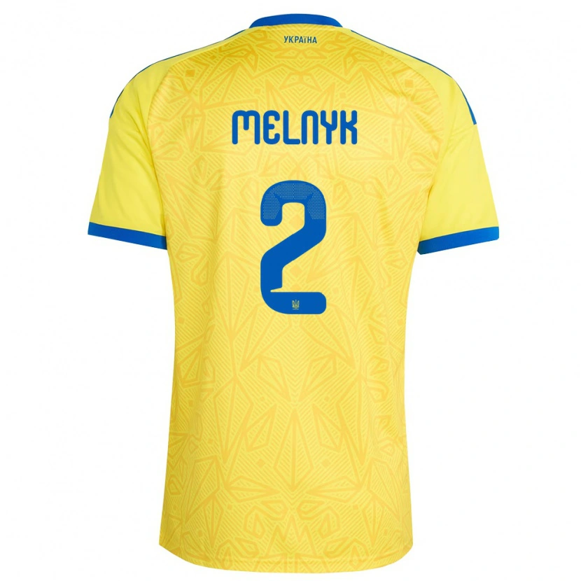 Danxen Män Ukraina Mykyta Melnyk #2 Gul Blå Hemmatröja Matchtröjor 26-28 Tröjor T-Tröja