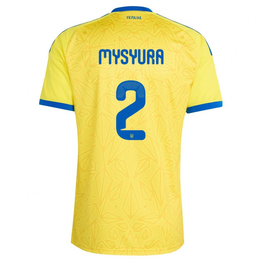Danxen Män Ukraina Maksym Mysyura #2 Gul Blå Hemmatröja Matchtröjor 26-28 Tröjor T-Tröja